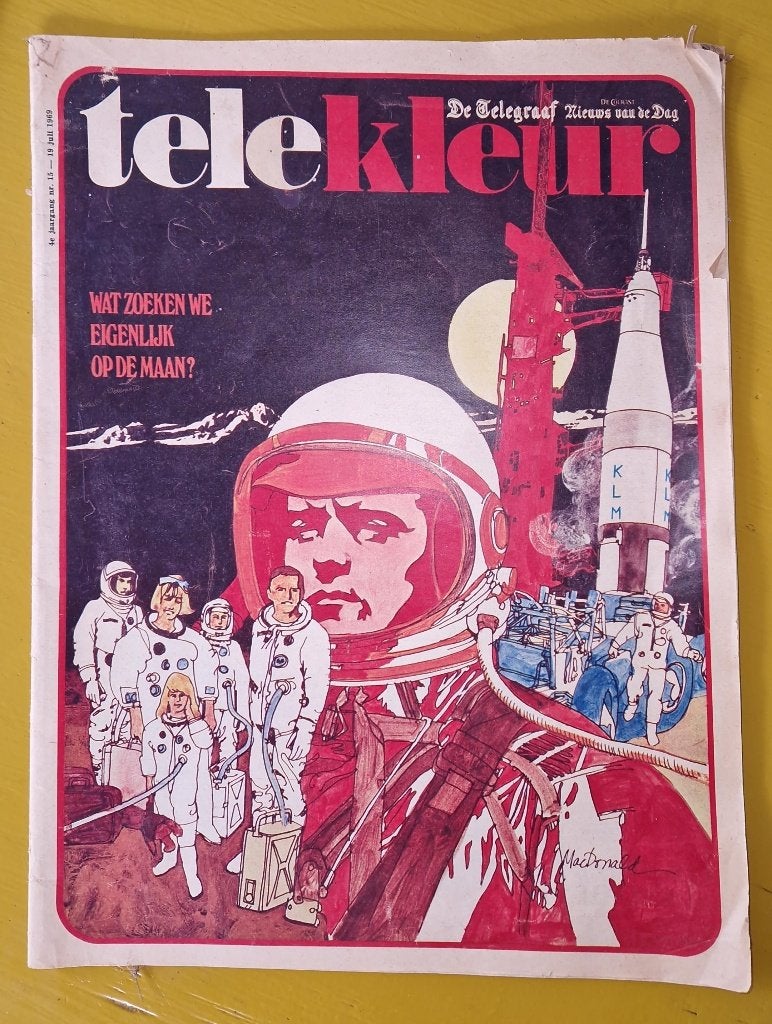Telegraaf 19 juli 1969 maanlanding Apollo, Ophalen of Verzenden, Gebruikt