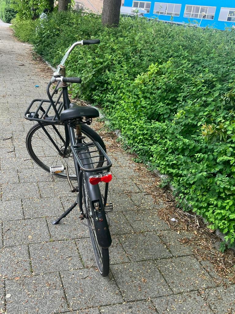 Zwarte fiets met goede banden, Terugtraprem, Ophalen, Overige merken, 53 tot 56 cm