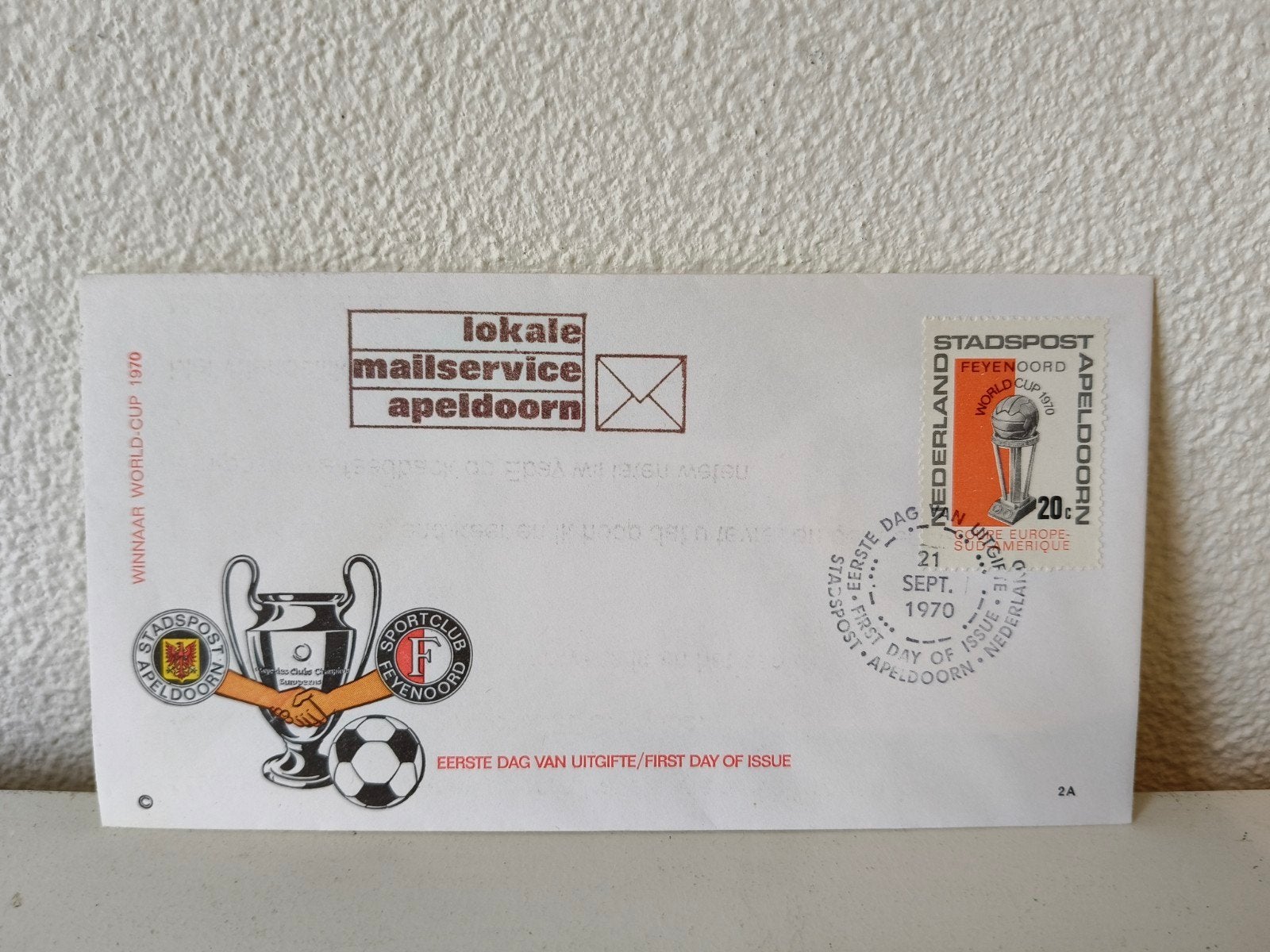 Feyenoord World Cup 1970 Eerste Dag Uitgifte envelop, Ophalen of Verzenden, Onbeschreven, Nederland