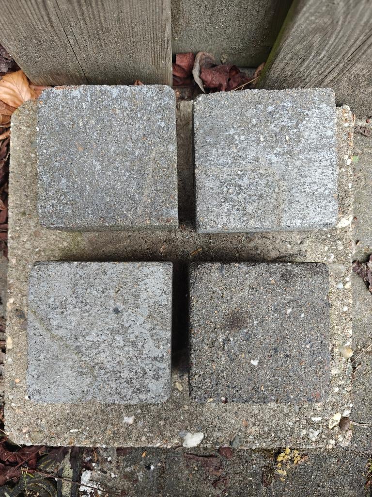 Vierkante klinkers 10x10 - tuintegels - grijs & rood, Ophalen, Gebruikt, 10 m² of meer, Beton