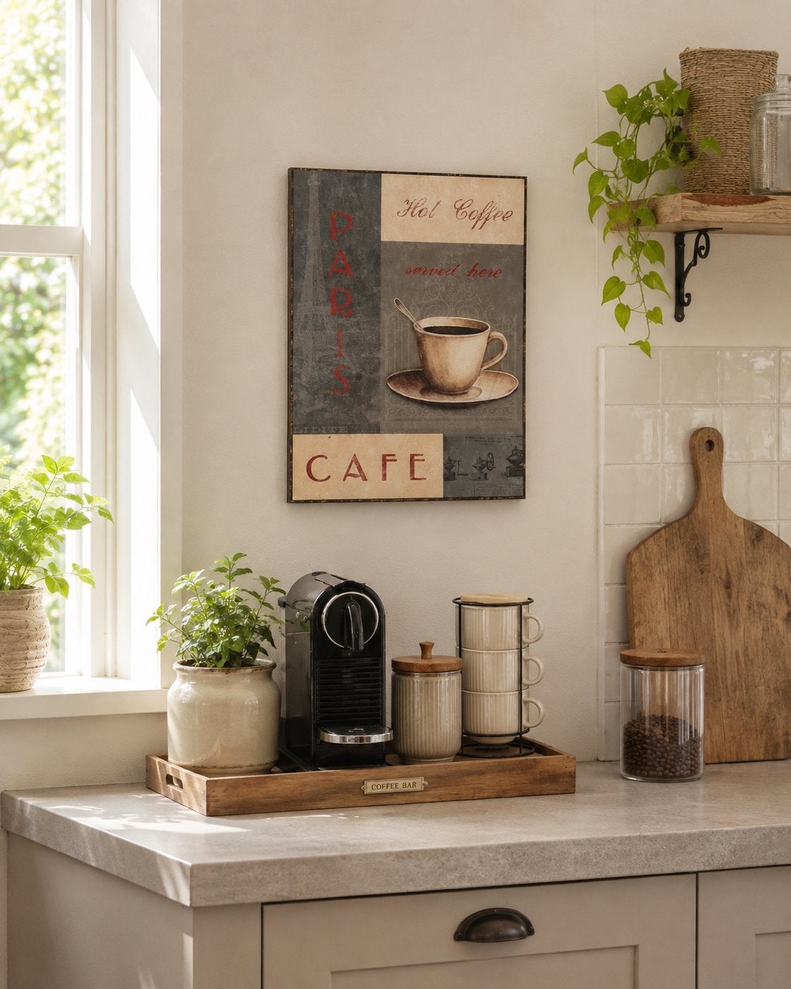 wandbord/lijst met een gezellige Paris Café-uitstraling, Ophalen, Minder dan 50 cm, Gebruikt, Schilderij