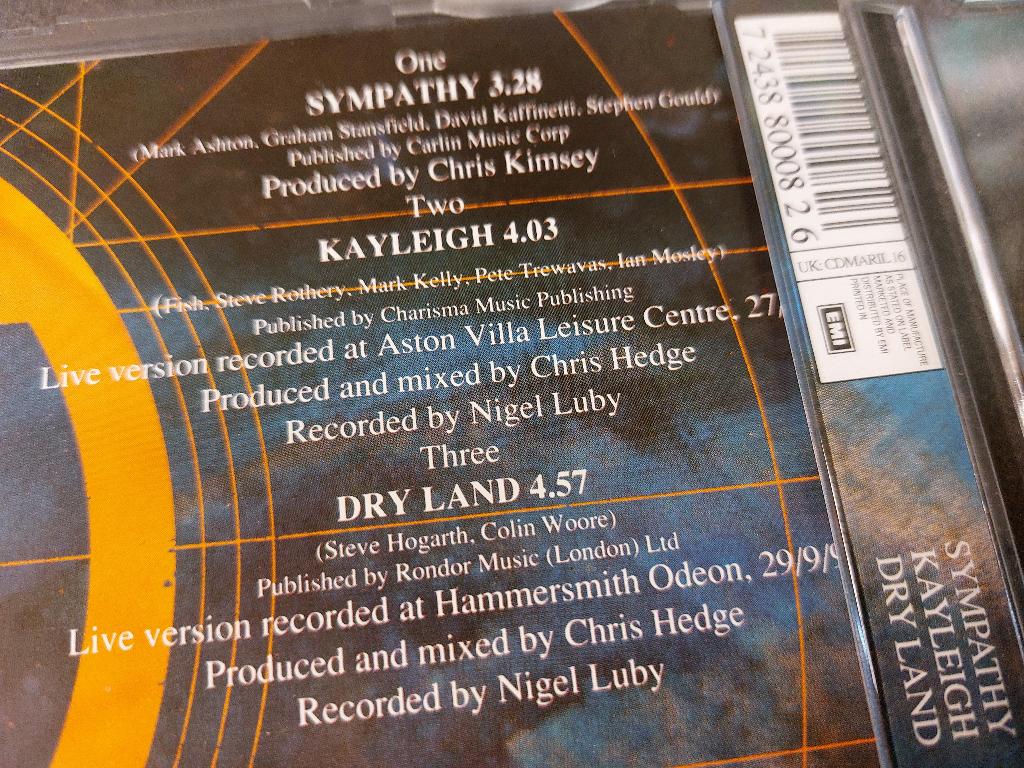 Marillion CD-SINGLE NIEUW ! Sympathy + Kayleigh-Live, Verzenden, Maxi-single, 1 single, Pop