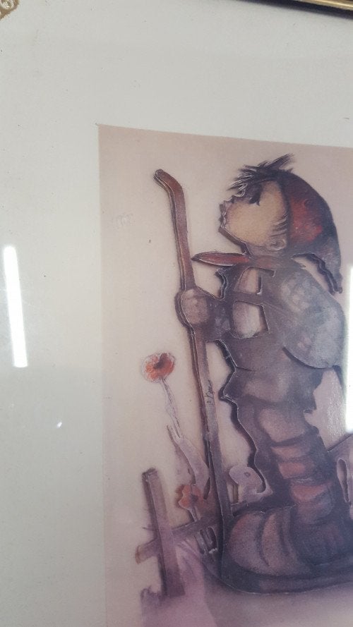 schilderij 3 d ,humme jongen om hoog kijkend, Huis en Inrichting, Ophalen of Verzenden, 'T Olde Gre-j, Info@toldegrej.nl, Endepoelstraat 20f Didam