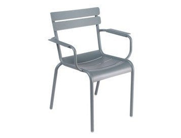 Twee Fermob tuinstoelen, Luxembourg met leuning, storm grey, Ophalen of Verzenden, Gebruikt, Metaal, Stapelbaar