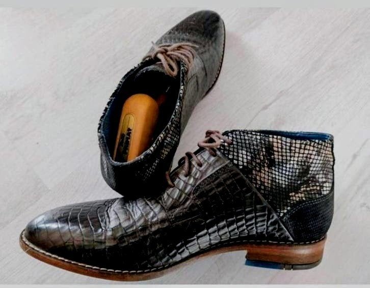 Berkelmans herenschoenen maat 41 - Krokodillenprint, Berkelmans, Zwart, Ophalen of Verzenden, Gedragen