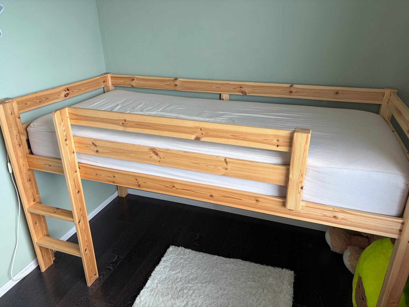 Houten hoogslaper met Ladder, 90 cm, Eenpersoons, Minder dan 160 cm, Ophalen of Verzenden