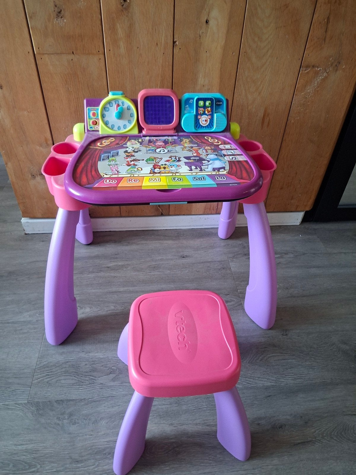 VTech Magisch Bureau 3-in-1 met krukje en 8 kaarten, Ophalen, Gebruikt, Taal en Lezen, Met licht