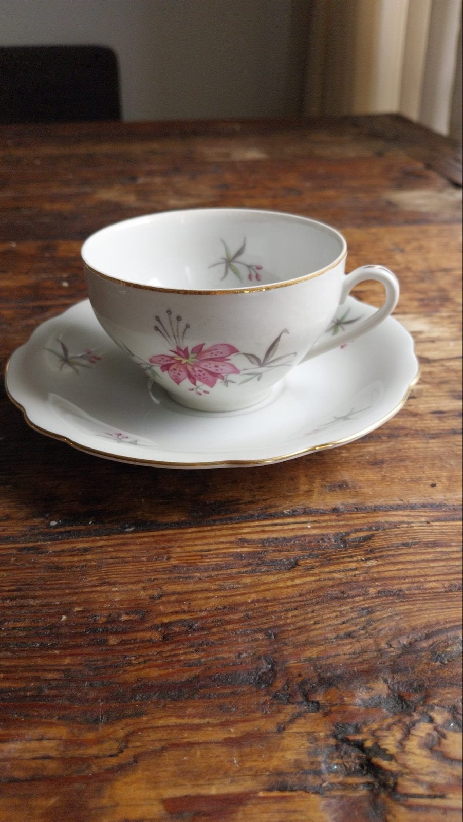 Vintage Serviesgoed M.W.S. Czechoslovakia - Roze Bloemen, Ophalen, Overige merken, Vintage, Zo goed als nieuw
