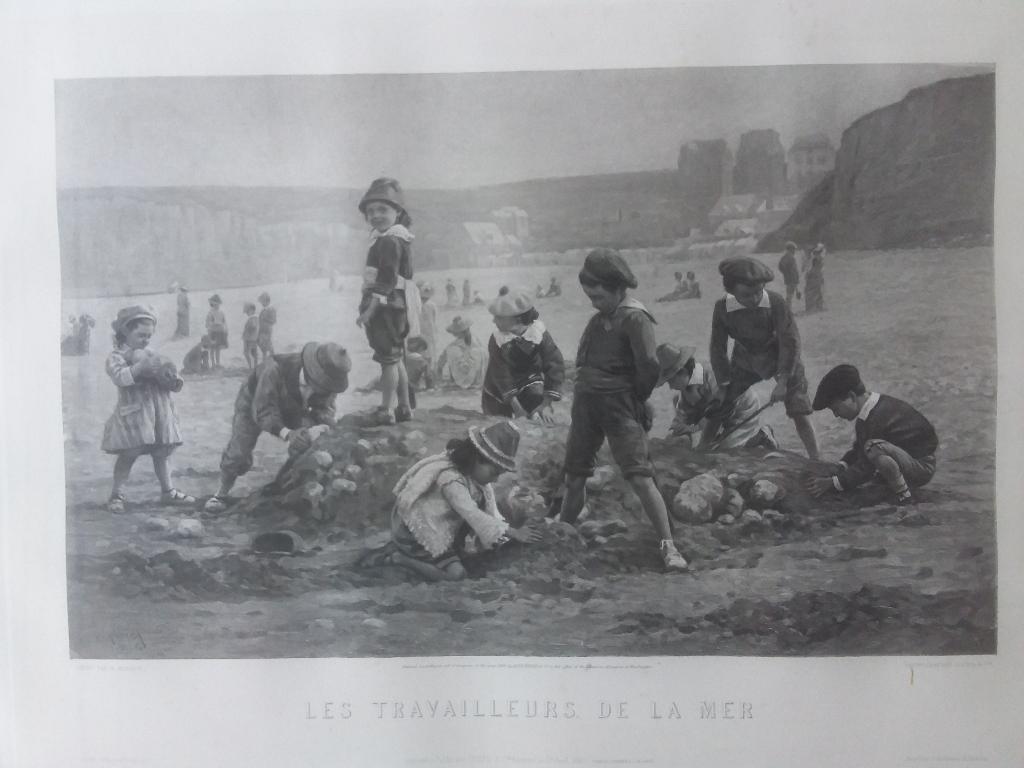 Fotogravure van E. Rudaux uit 1880, Ophalen, Dagelijks leven, 1800 - 1899, 46 cm
