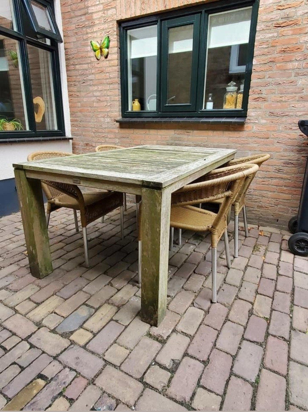 GRATIS hardhouten tuintafel, Ophalen, Gebruikt, Rechthoekig, Hout