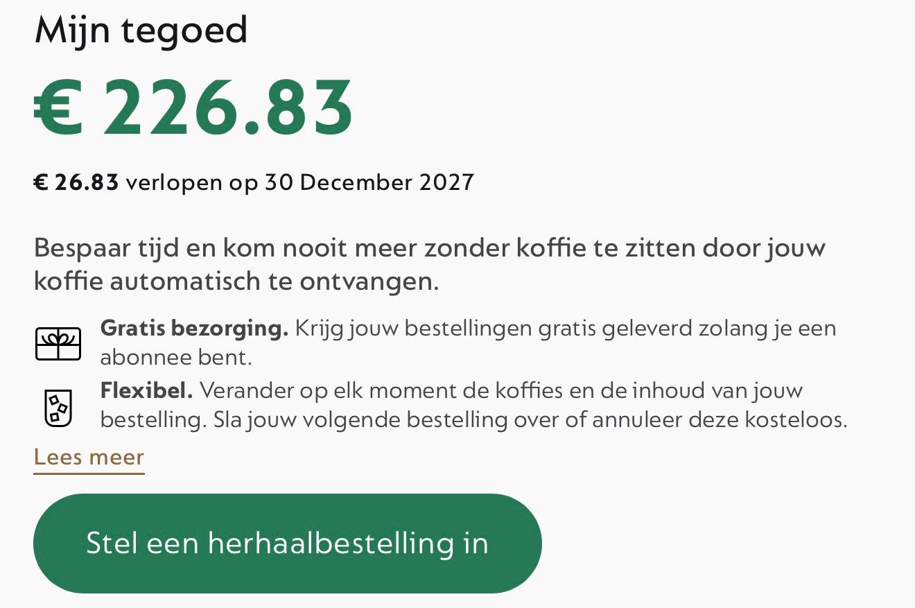 Nespresso tegoed €226 euro voor €200 euro!, Ophalen, Overige typen, Nespresso, Nieuw