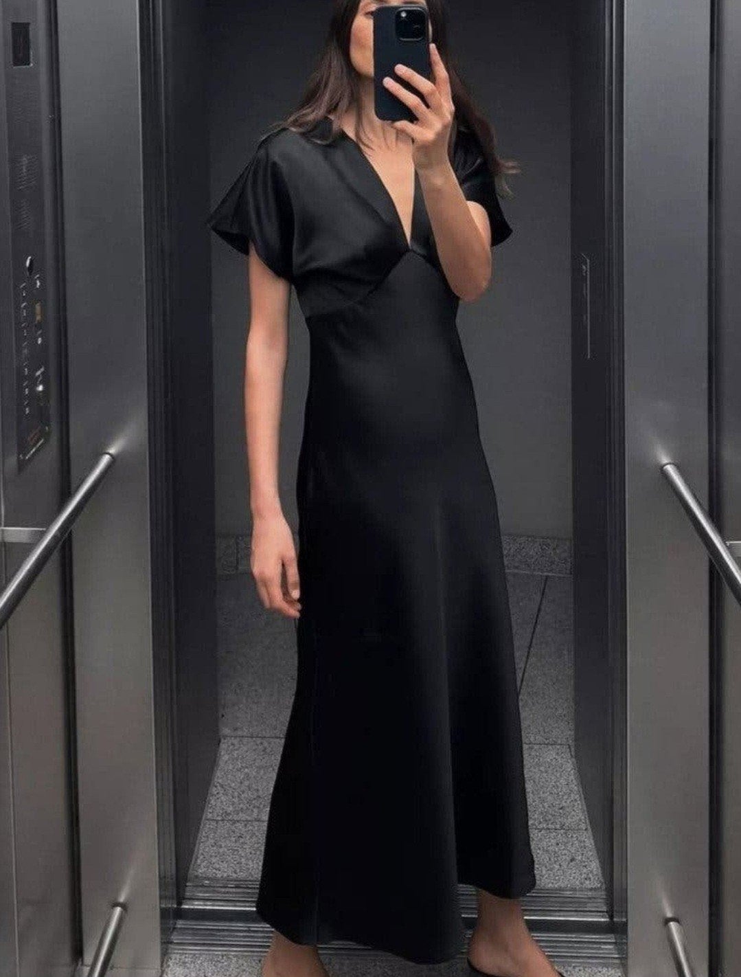 Zara jurk satin satijn zwart avondjurk feestjurk, Kleding | Dames, Maat 38/40 (M), Galajurk, Zwart, Nieuw