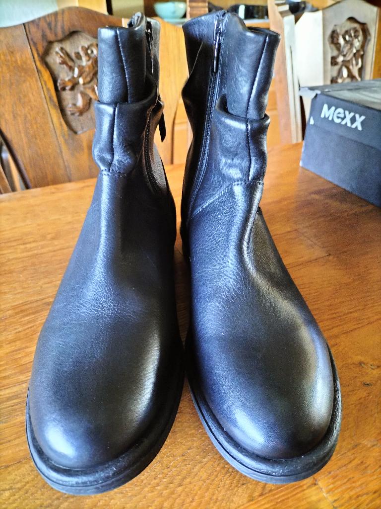 NIEUW IN DOOS: LEREN MEXX DAMESLAARSJES MAAT 37 !, Kleding | Dames, Schoenen, Mexx, Verzenden, Zwart, Lage of Enkellaarzen