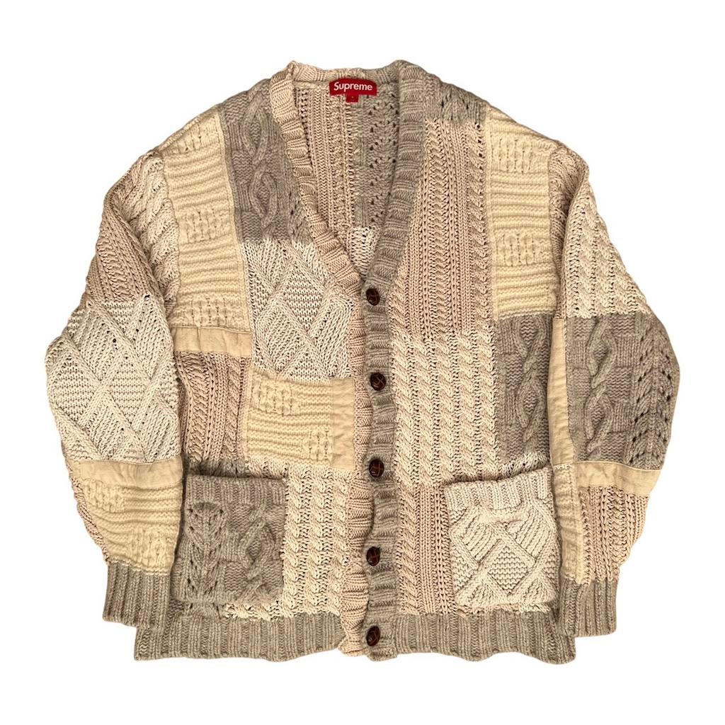 Supreme FW23 Patchwork Cable Knit Cardigan, Kleding | Heren, Truien en Vesten, Zo goed als nieuw, Maat 46 (S) of kleiner, Beige