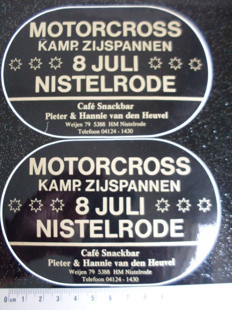 2x sticker motorcross kamp zijspannen nistelrode sidecar, Verzenden, Zo goed als nieuw, Sport
