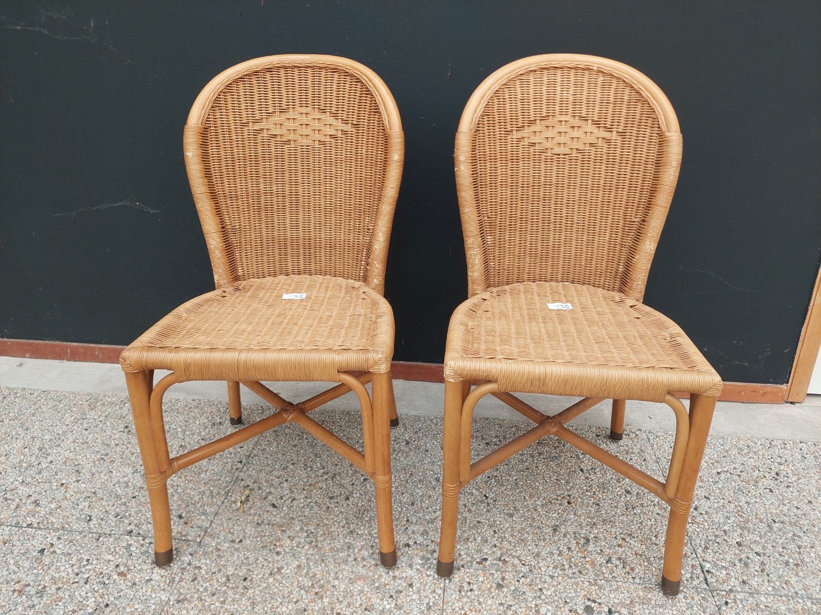 2 rieten stoelen - Gebruikt, Huis en Inrichting, Stoelen, Ophalen, Gebruikt, Twee, Overige kleuren