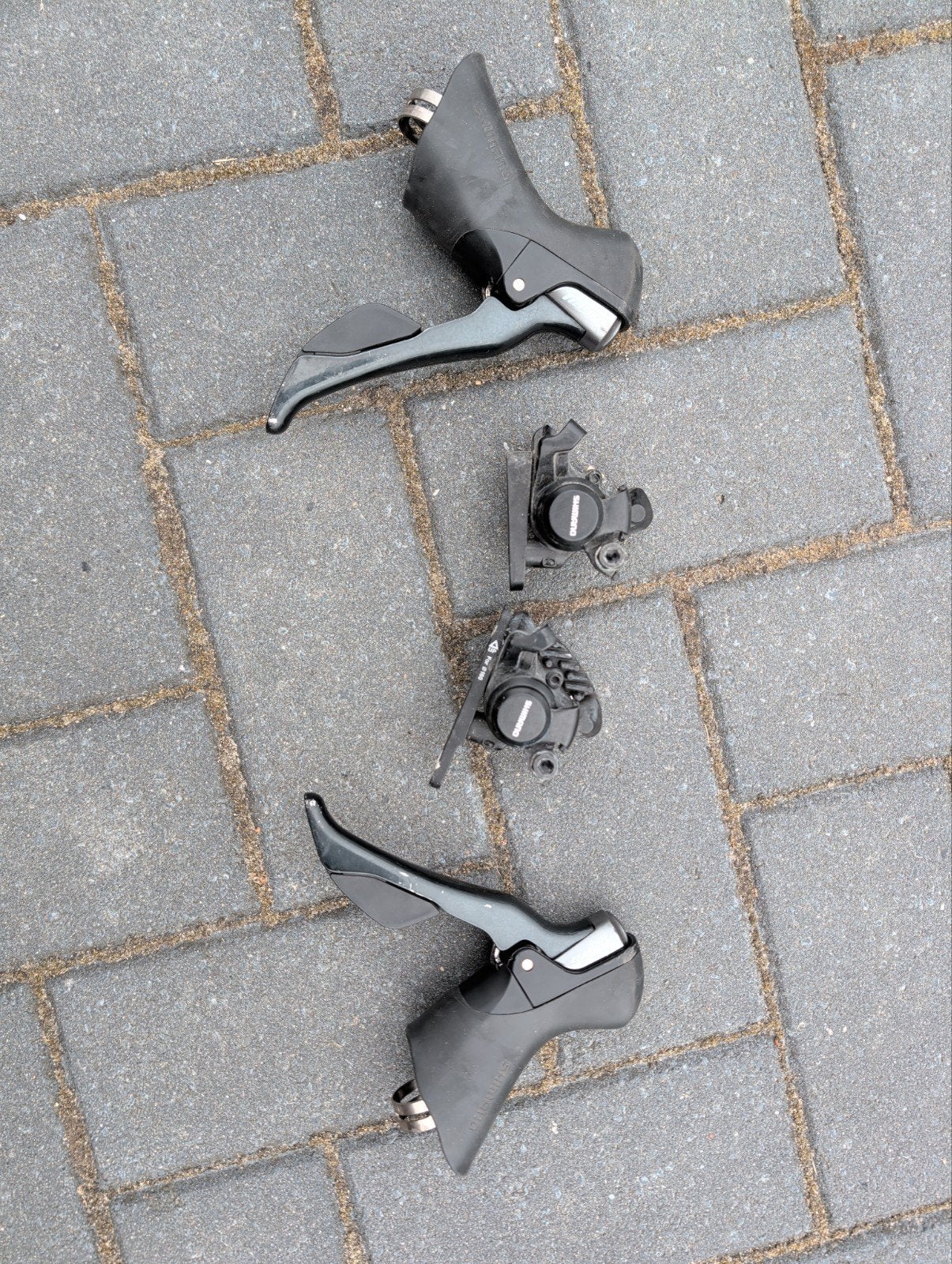 Shimano Tiagra 2x10 shifters met mechanische schijfremmen, Fietsen en Brommers, Fietsonderdelen, Remmen, Gebruikt, Ophalen of Verzenden