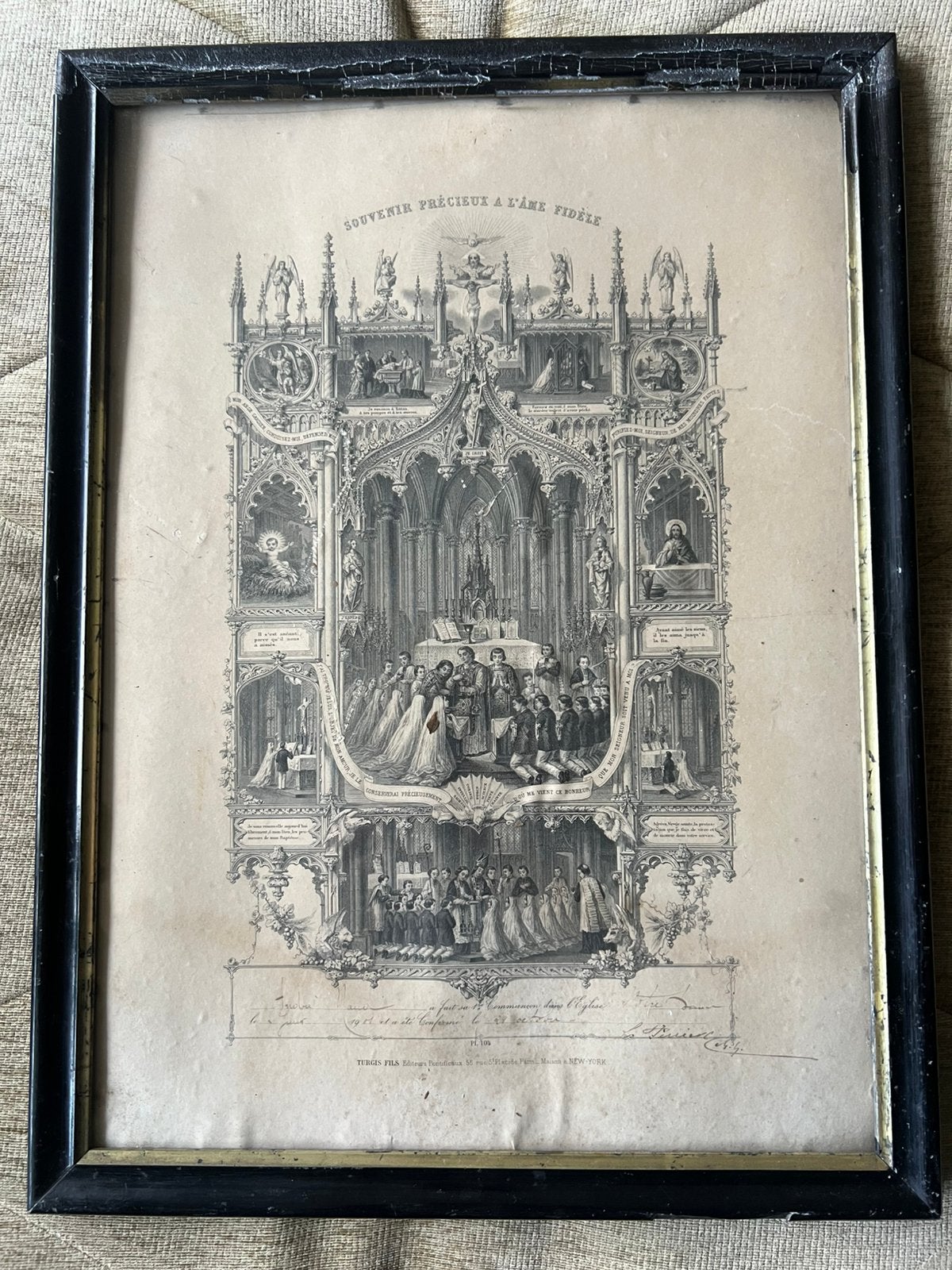 Antiek Herdenking Certificaat katholiek., Ophalen of Verzenden