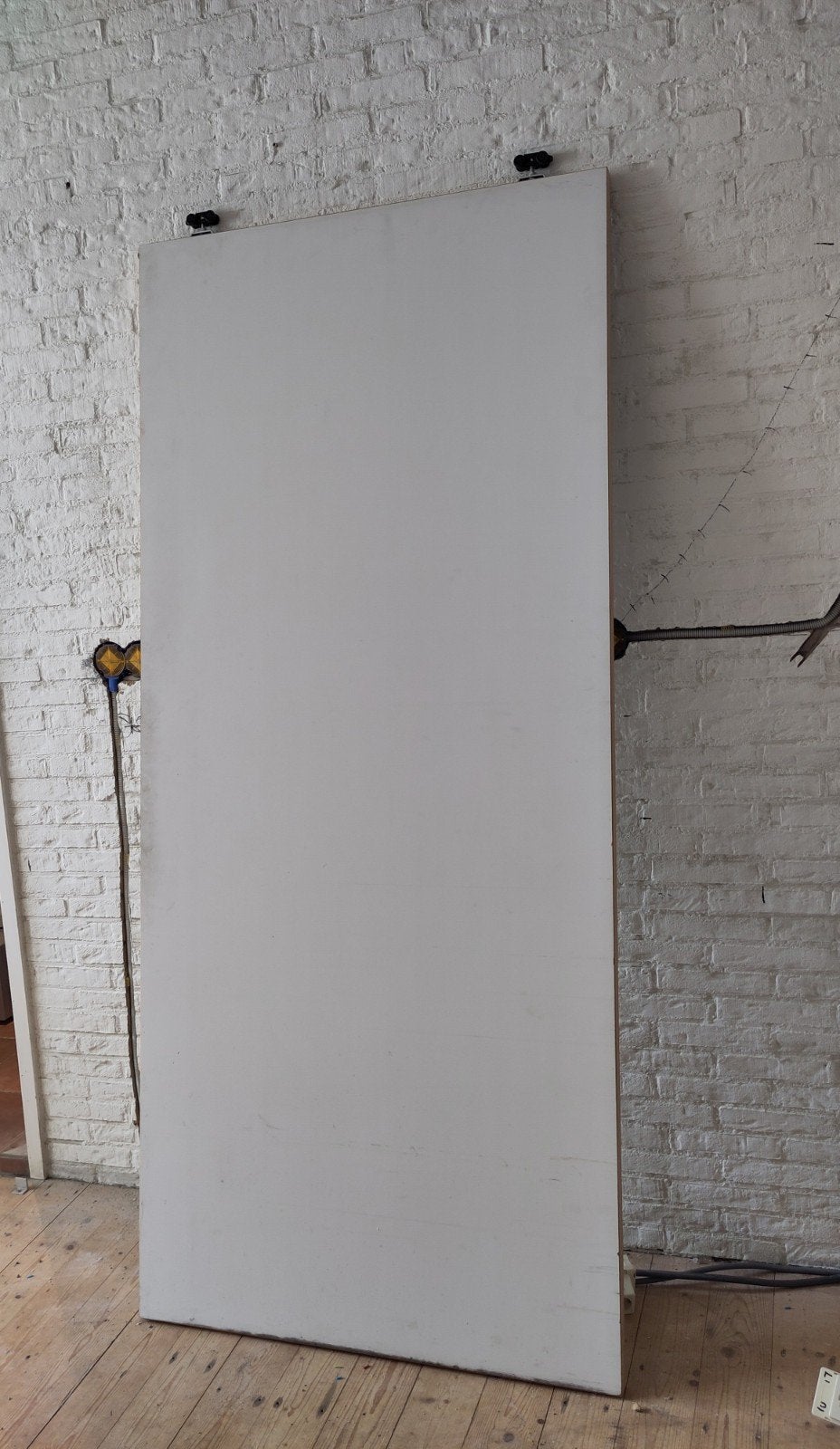 Simpele witte schuifdeur met rails, Ophalen, Gebruikt, 80 tot 100 cm, Binnendeur