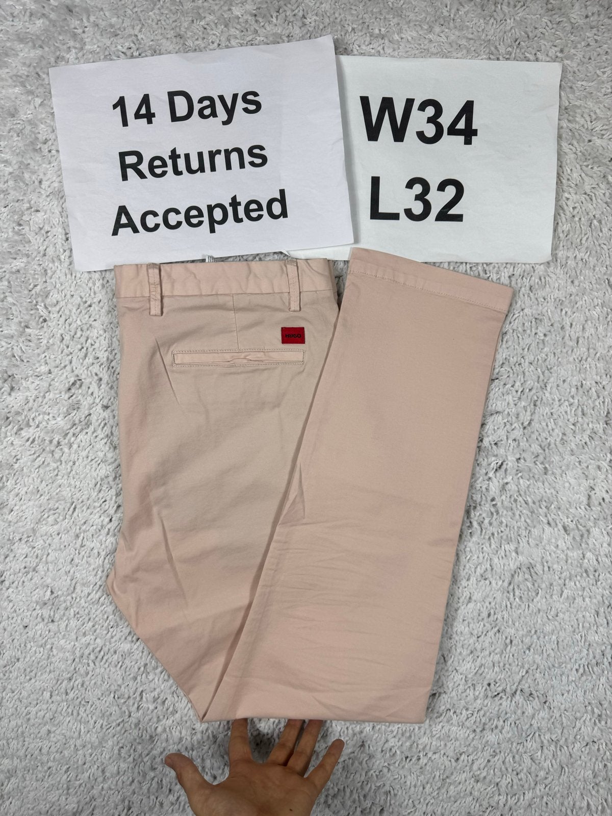 HUGO David222D Chino Slim Fit Lichtroze W34 L32 2870, Verzenden, U, Overige maten, H