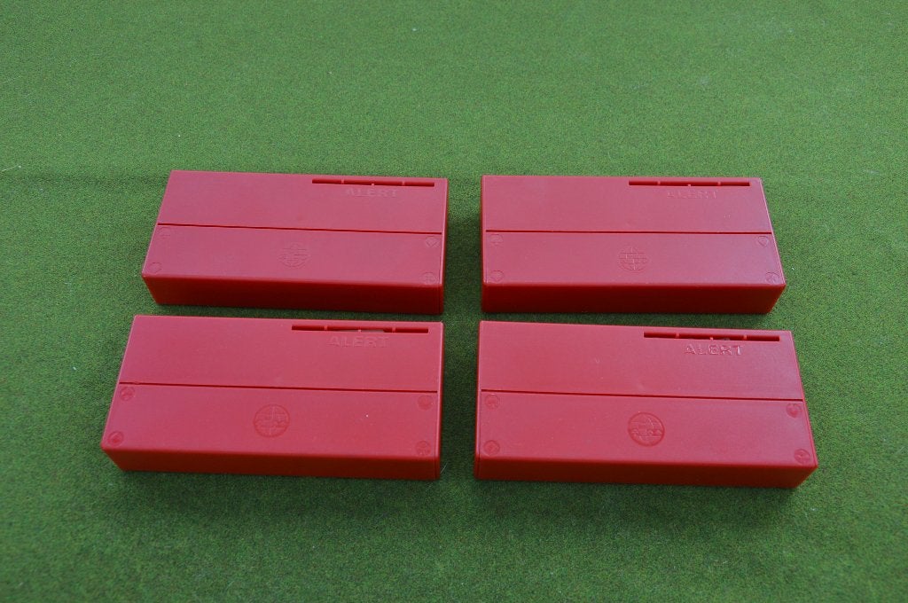 4 Bridge biedboxen/ bidding boxen in de kleur rood Jannerste, Een of twee spelers, Ophalen of Verzenden, Gebruikt, Jannersten Forlag