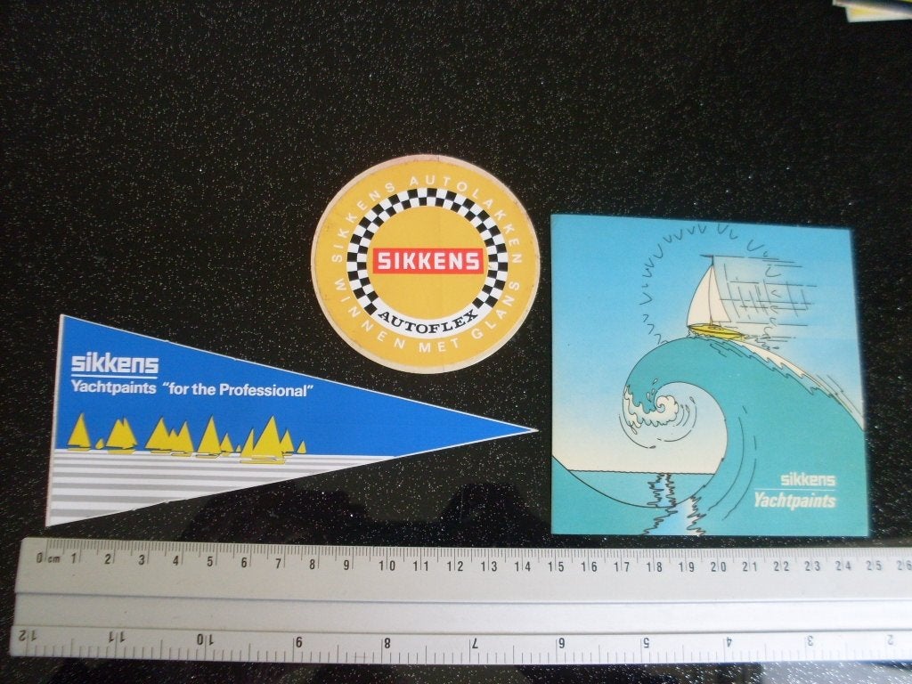 3x sticker sikkens logo yachtpaints autoflex autolakken, Verzamelen, Verzenden, Zo goed als nieuw, Merk