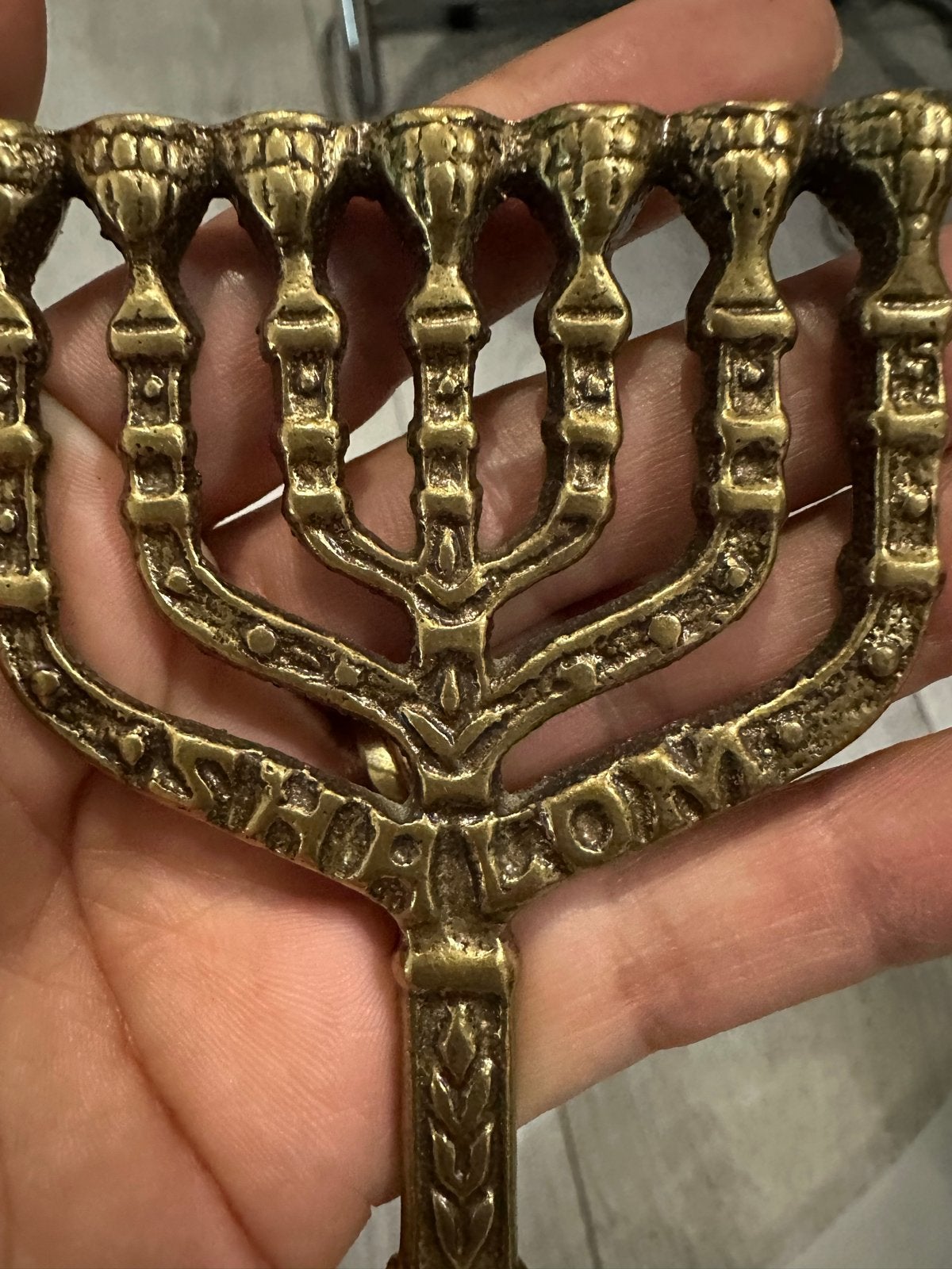 Vintage Messing Menorah - Shalom, Ophalen of Verzenden, Koper of Brons