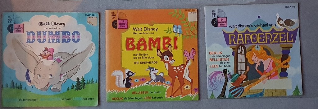 Walt Disney Verhalen LP's: Dumbo, Bambi, Rapunzel, Ophalen of Verzenden, Bambi of Dumbo, Gebruikt, Overige typen