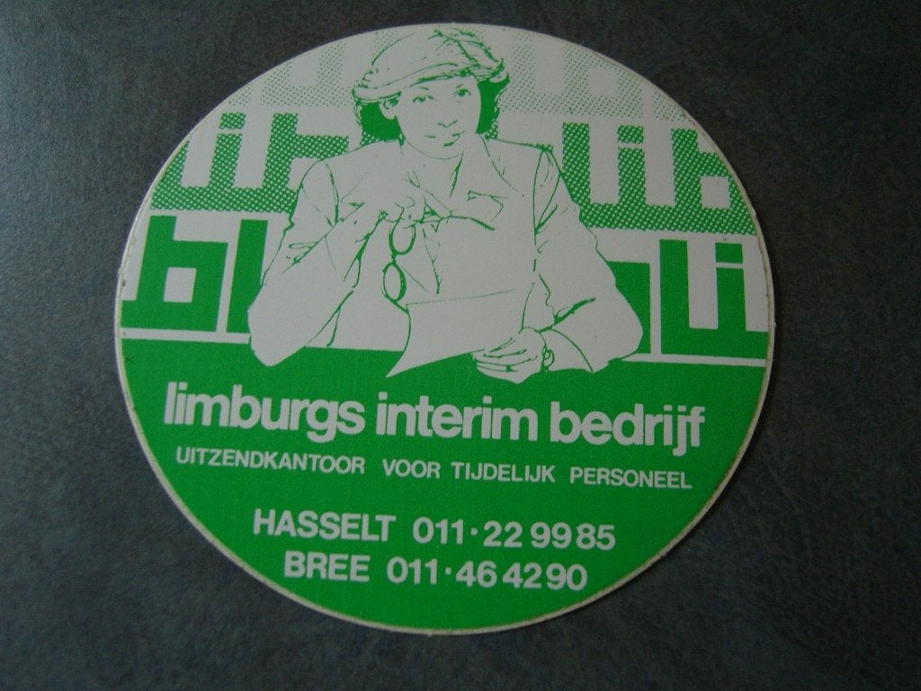 sticker België Hasselt Bree Limburgs interim bedrijf, Ophalen, Zo goed als nieuw