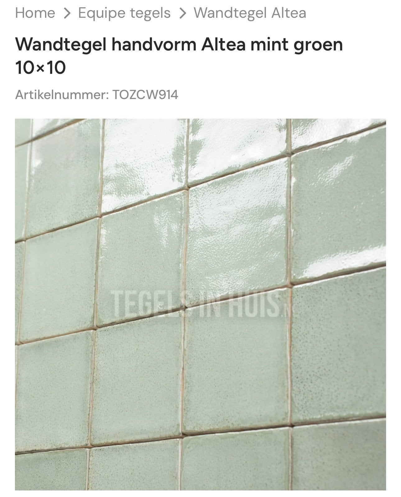 Tegels 10x10 mint groen, Ophalen, Nieuw, Minder dan 20 cm, Minder dan 20 cm