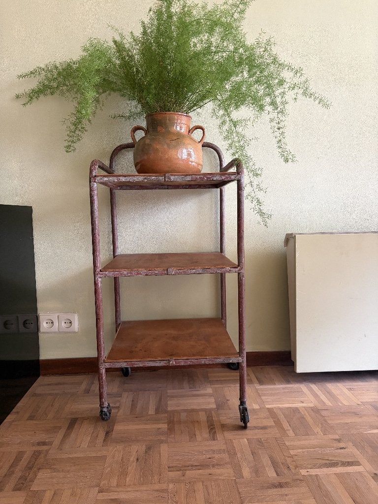 Leuk retro/ industrieel kastje rekje pannenkast trolley, Ophalen, Gebruikt