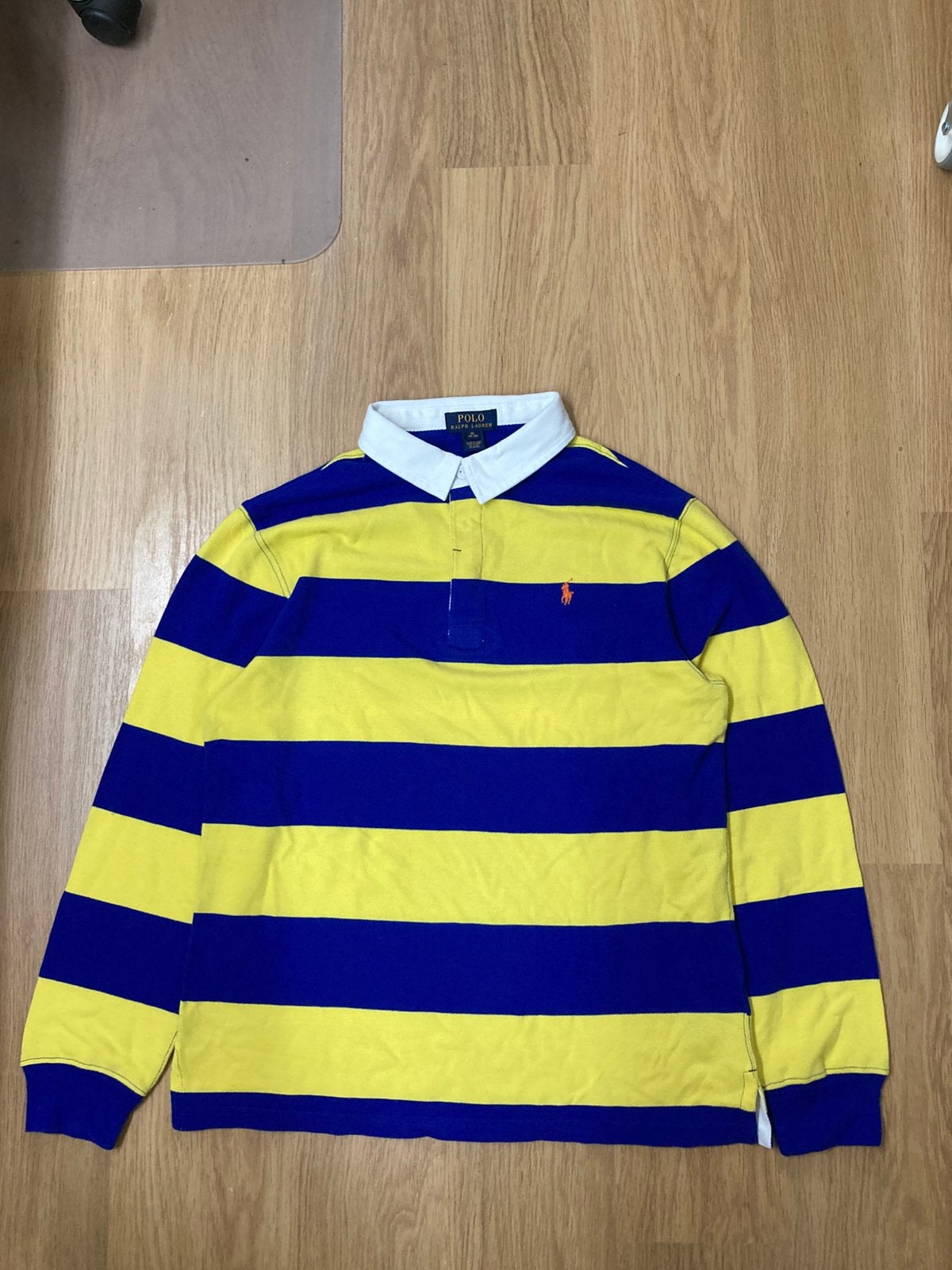 Ralph Lauren Rugbypolo - XL(18-20) - M  - Yellow - Blue, Maat 48/50 (M), Geel, Ralph Lauren, Ophalen of Verzenden