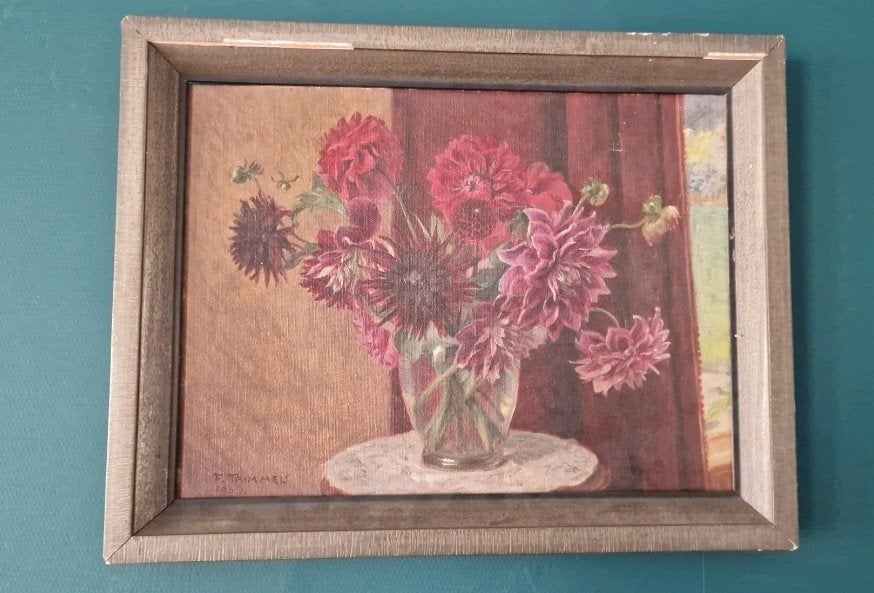 Franz Trimmel Olieverf Schilderij - Bloemenstilleven 1939, Ophalen of Verzenden
