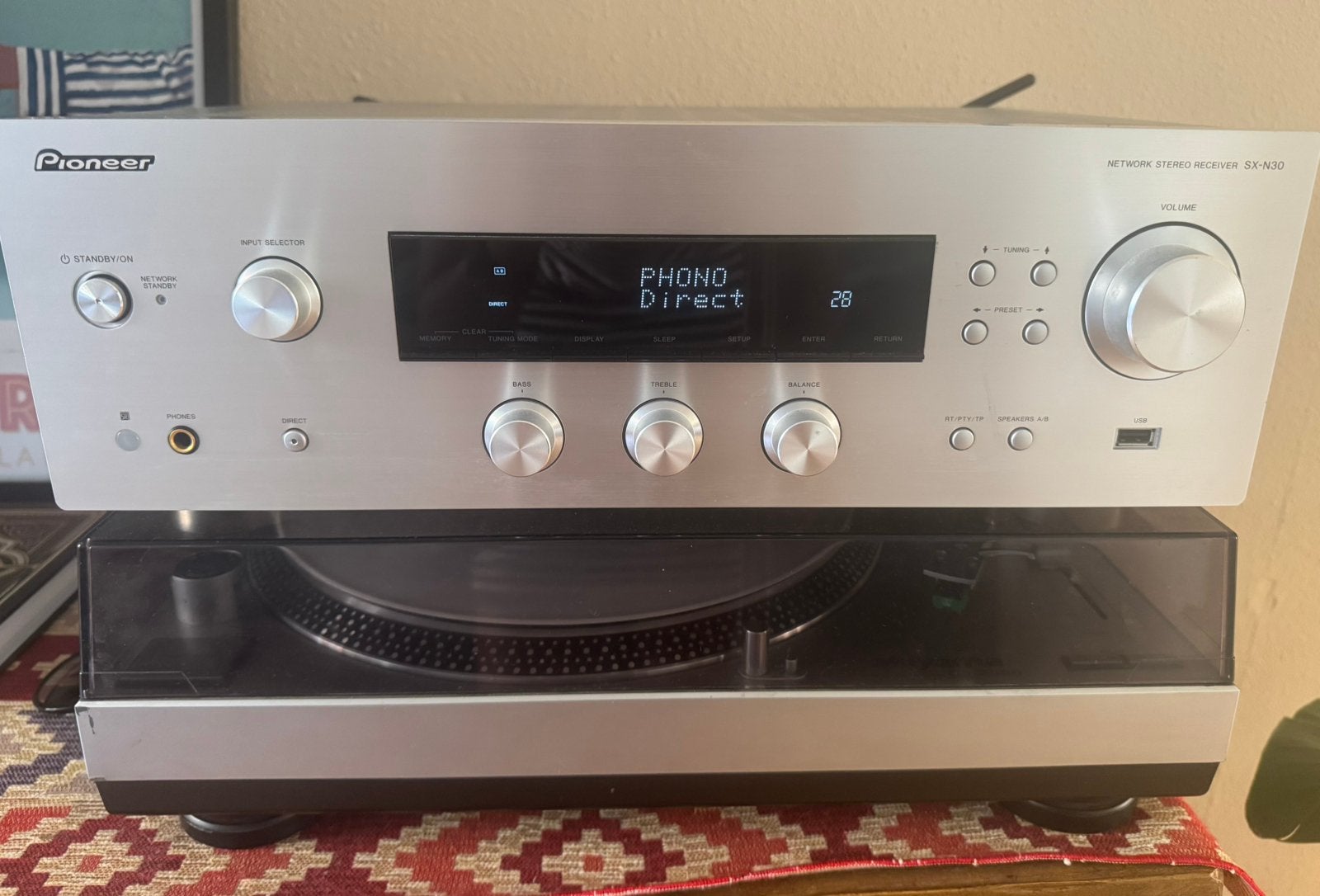 Pioneer SX-N30 Network Stereo Receiver Silver + Romote cont., Ophalen, Zo goed als nieuw, Stereo, Pioneer
