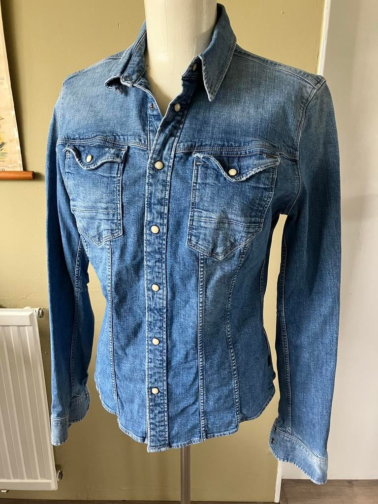 G-Star Spijkerblouse Getailleerd Maat M, Ophalen of Verzenden, Gedragen, Maat 38/40 (M), Blauw