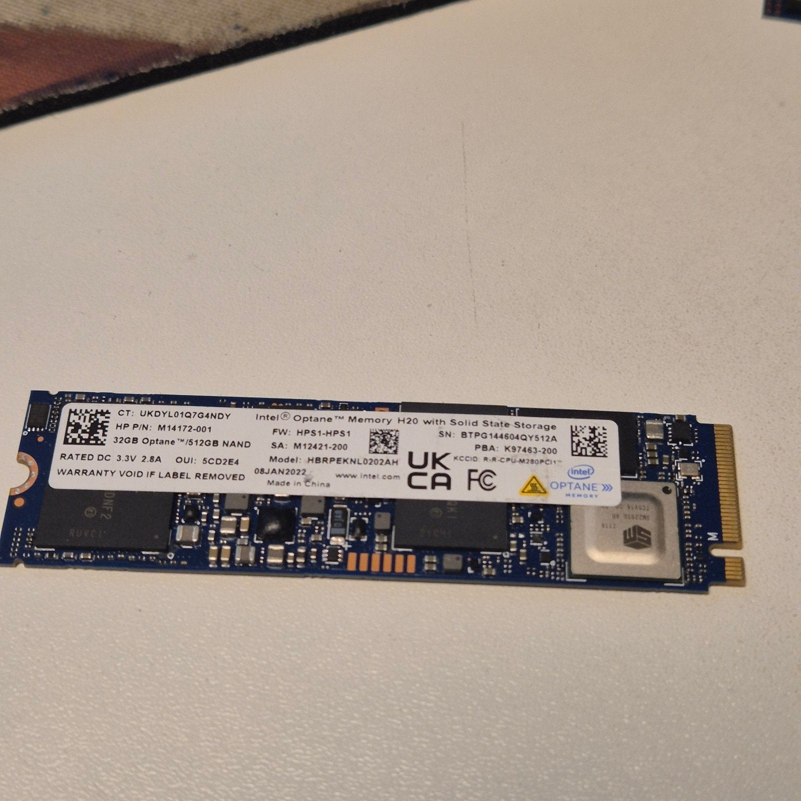 Intel 512GB Nvme SSD 2280 With 32GB optane., Intern, Gebruikt, Verzenden, 512GB