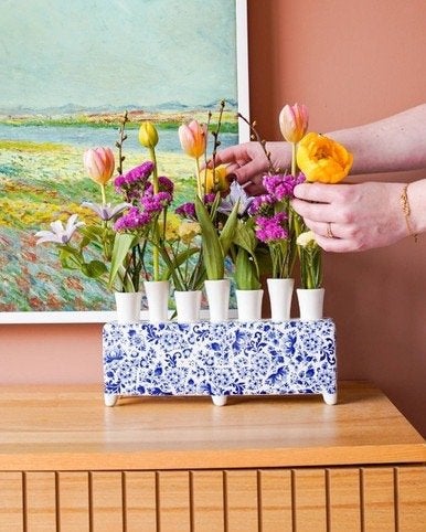 Tulpenvazen Delfts blauw rechthoek, Heinen Delfts Blauw, Blauw, Nieuw, Ophalen of Verzenden, Steen/keramiek