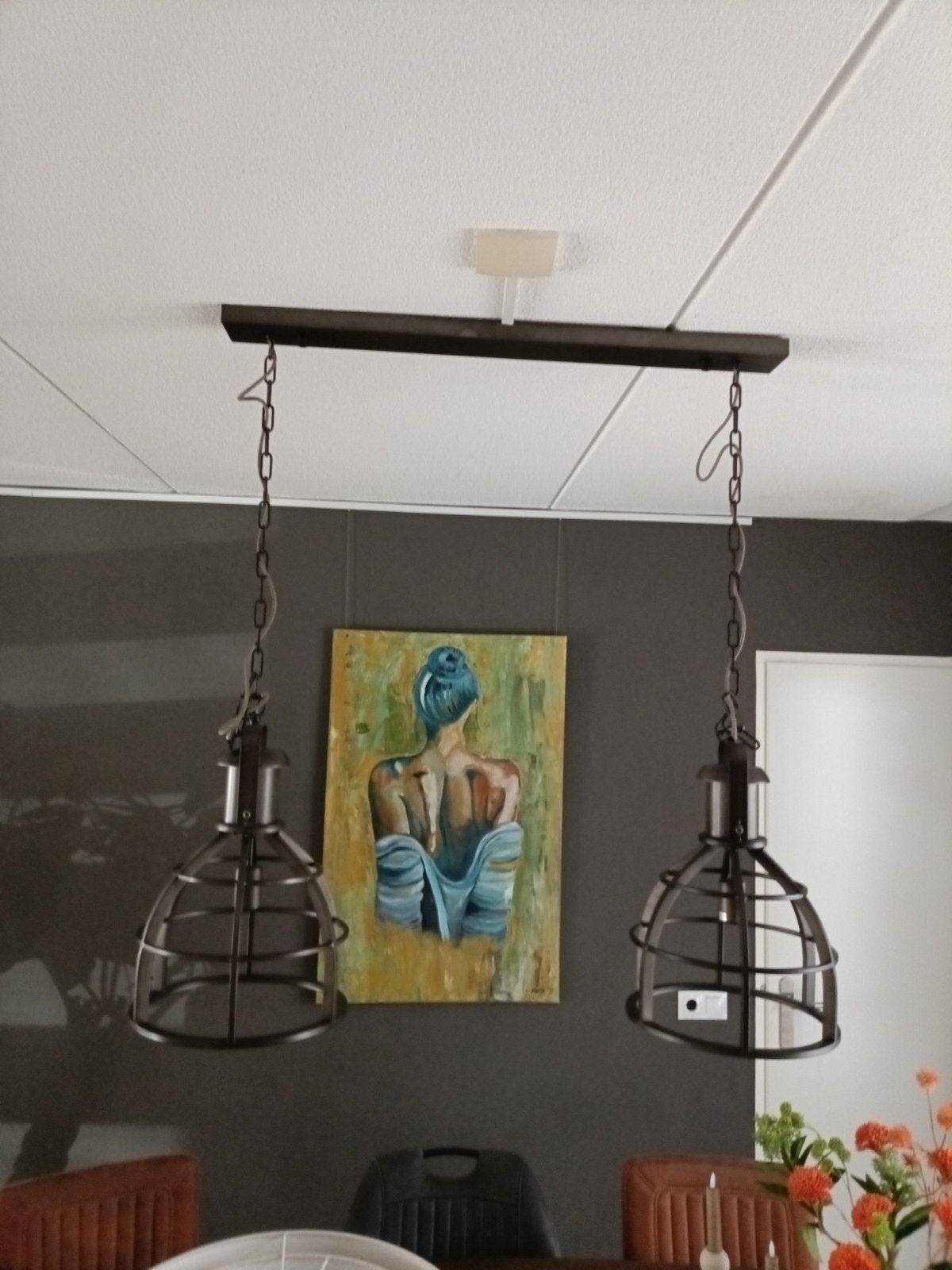 dubbele lamp thom, Ophalen, E27 (groot), Zo goed als nieuw, Industriële