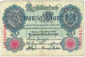 Reichsbanknote 1914, Verzenden, Duitsland, Los biljet