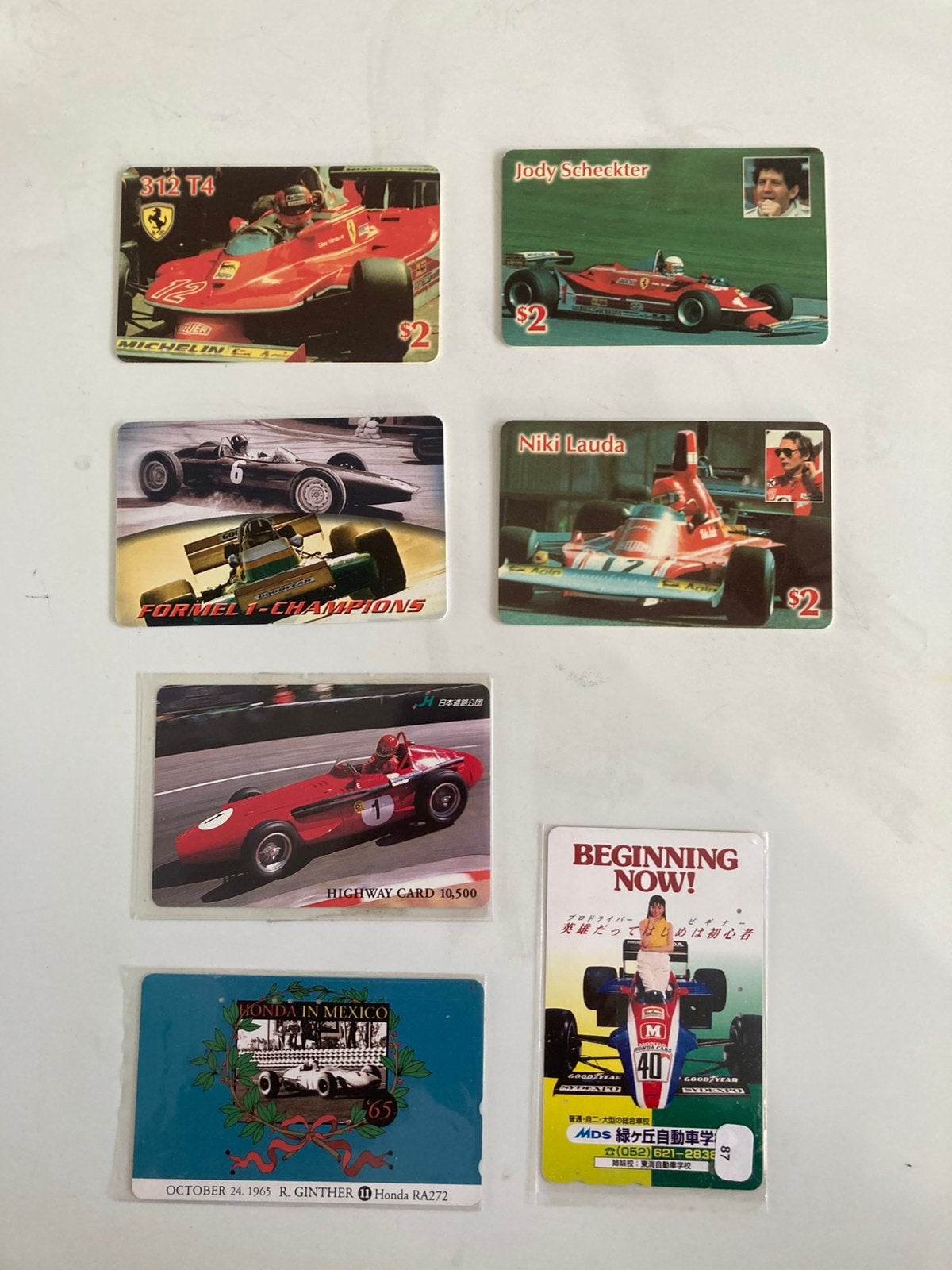 7 telefoonkaarten thema Formule 1, Hobby en Vrije tijd, Stickers en Plaatjes, Ophalen of Verzenden, Zo goed als nieuw, Meerdere plaatjes