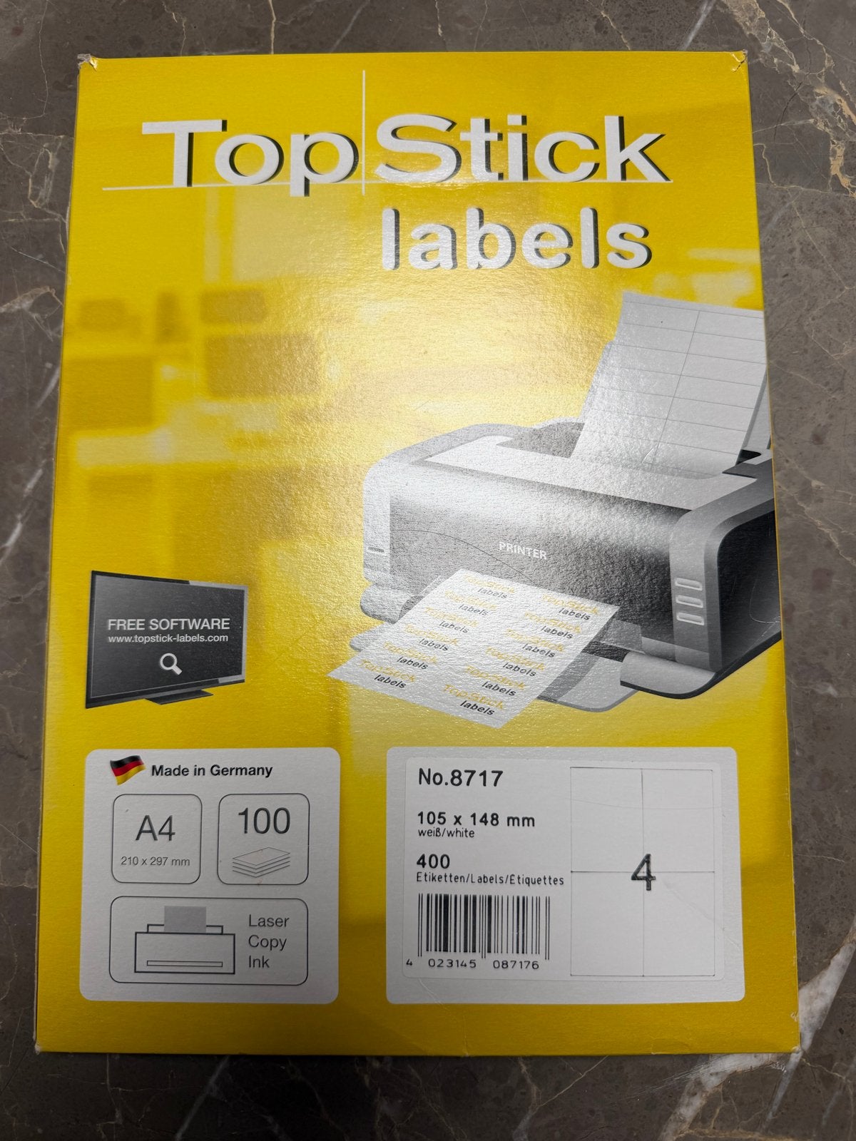 Top Stick Labels No.8717 - 105 x 148 mm, A4, 400 stuks, Ophalen of Verzenden, Nieuw in verpakking, Overige typen