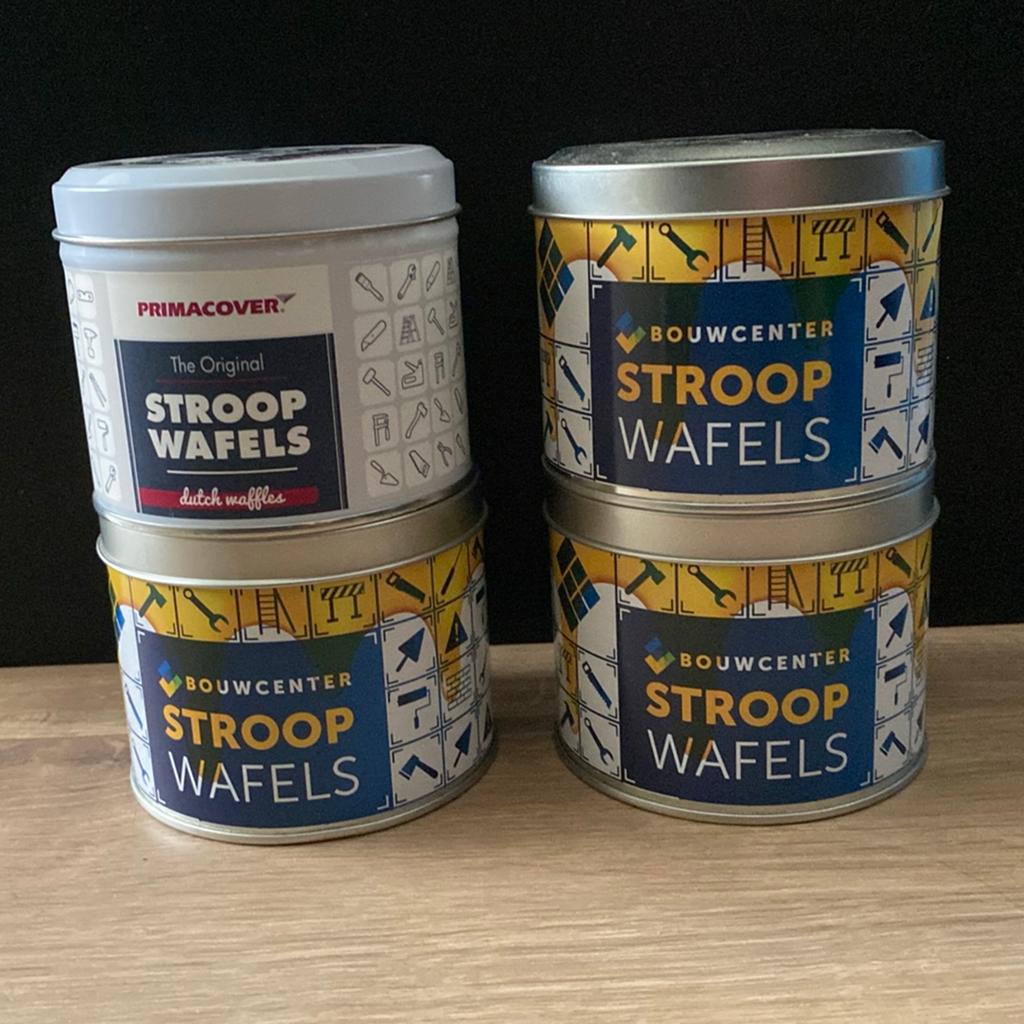 Stroopwafel blikken Bouwcenter/ Primacover (leeg), Verzamelen, Ophalen of Verzenden, Gebruikt, Koek(jes), Overige merken