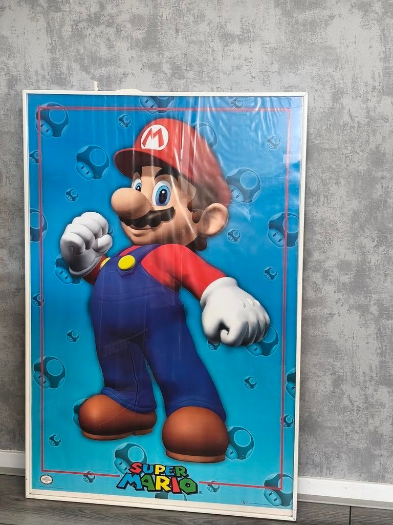 Super Mario ingelijste poster - 63x94cm, Ophalen, Gebruikt