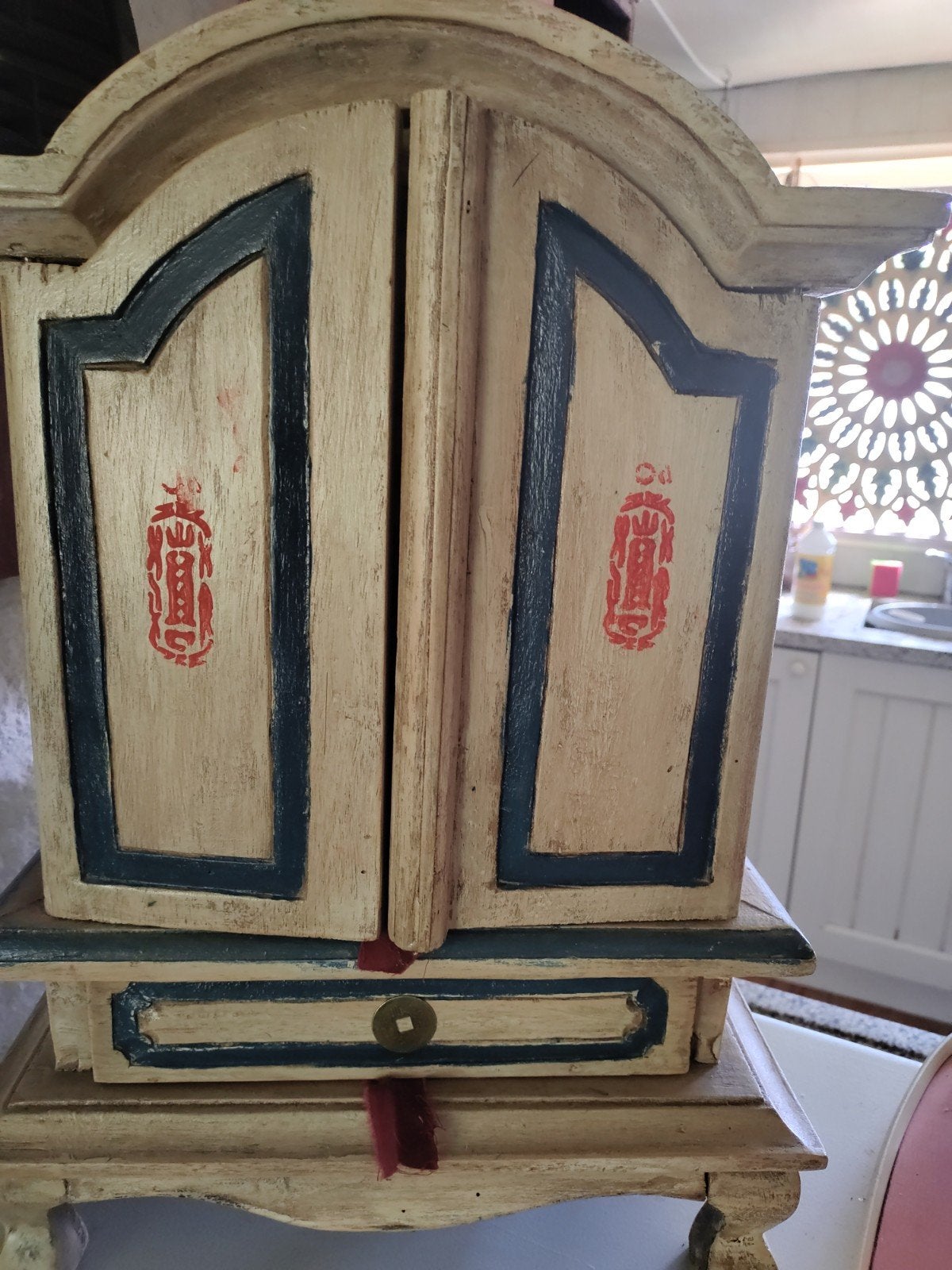 Antiek mini kastje met veel lade, handwerk, Antiek en Kunst, Ophalen of Verzenden