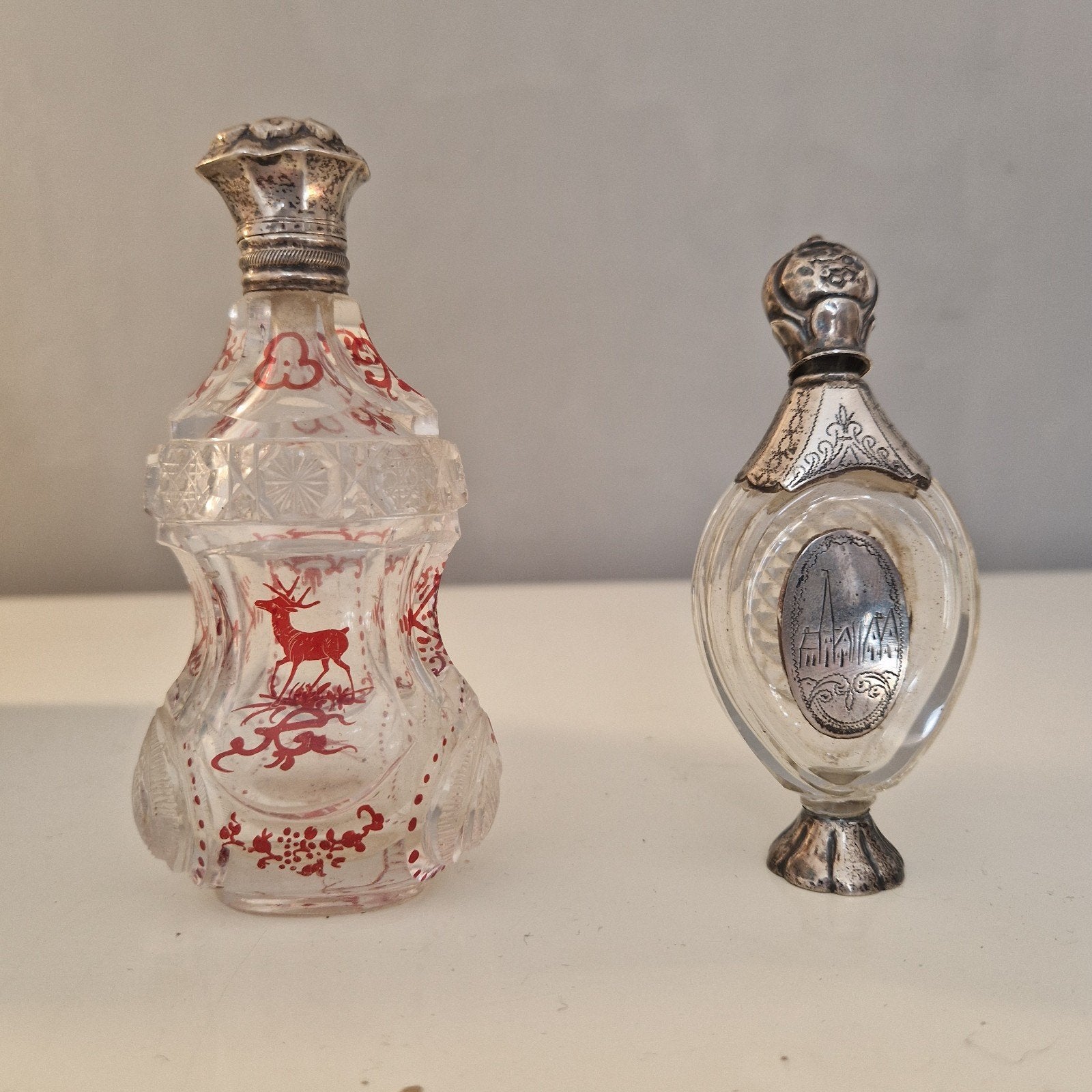 2 antieke parfumflesjes, Ophalen of Verzenden, Zilver