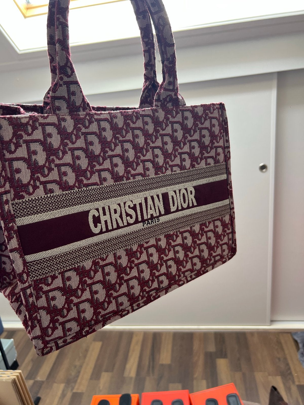 Dior Book Tote Mini Bordo, Ophalen of Verzenden, Zo goed als nieuw, Rood, Handtas