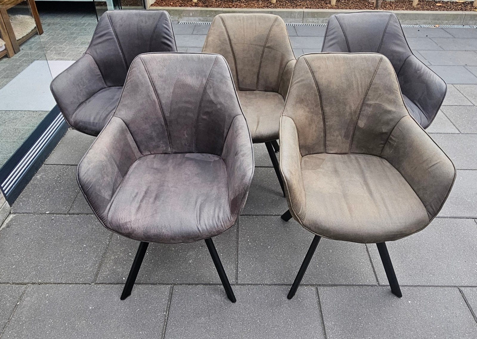Set eetkamerstoelen - Grijs/groen, Ophalen, Gebruikt, Vijf, Zes of meer stoelen, Modern