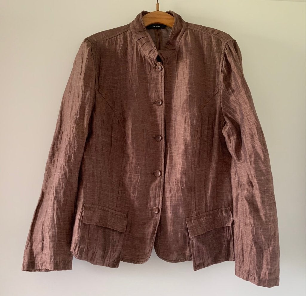 Brons-bruine blouse/jasje, maat 42, merk: Verse, z.g.a.n., Ophalen of Verzenden, Zo goed als nieuw, Maat 42/44 (L), Bruin