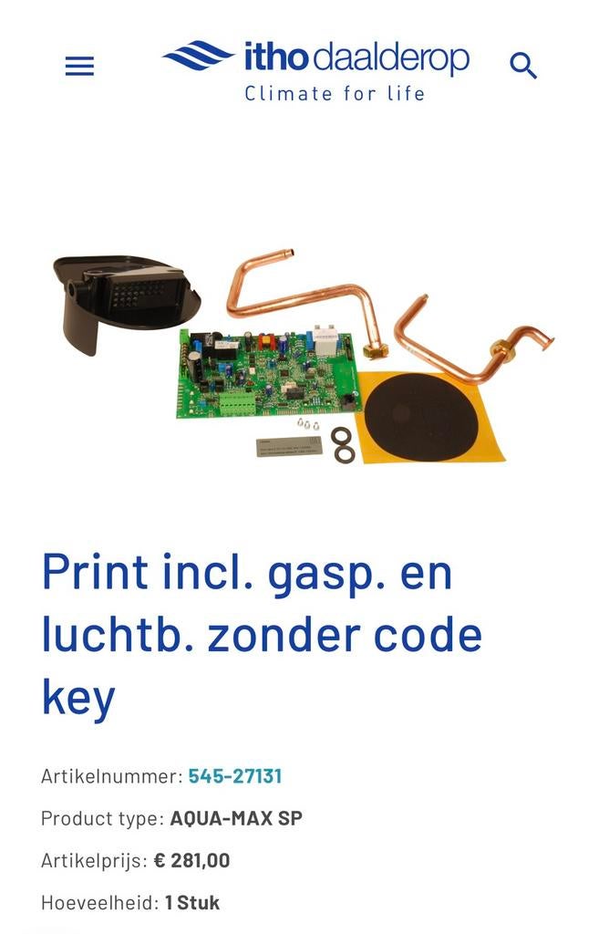 Print incl. gasp. en luchtb. zonder code key. 545-27131, Minder dan 30 cm, Overige typen, Nieuw, Minder dan 60 cm