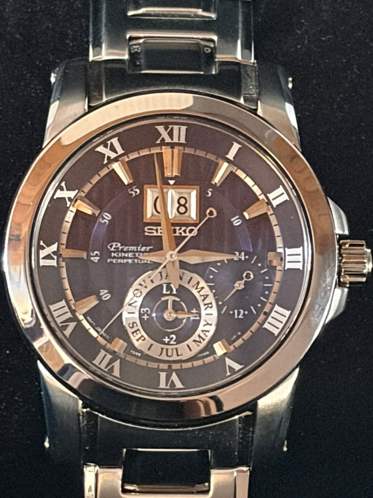 Seiko Premier Kinetic Perpetual Horloge - nieuw, Staal, Polshorloge, Nieuw, Ophalen of Verzenden